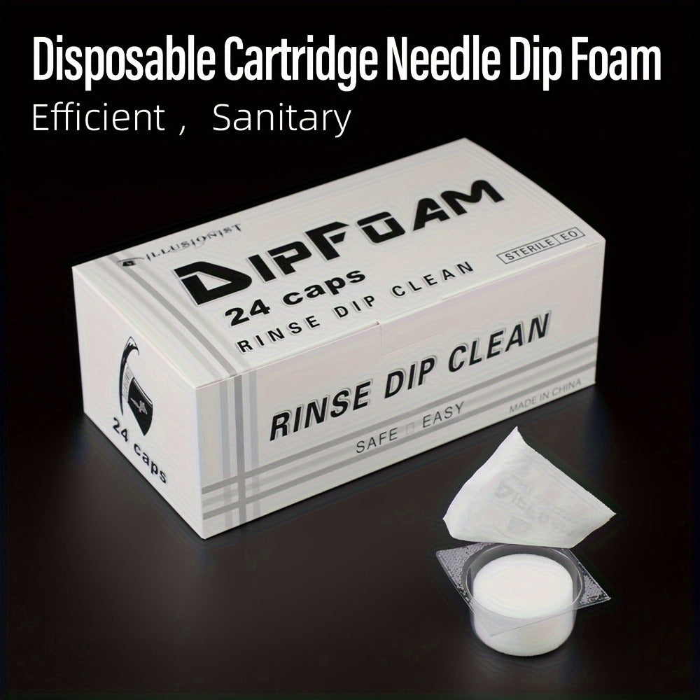 Tattoo Needle Dip Clean Cups 24pcs Foam Liner, Odorless Non-Electric Safe Cleaning for Cartridge & Traditional Needles