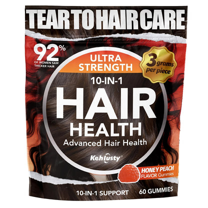 Biotin Gummies for Hair Growth with Collagen Complex Vitamin C & Ginger, 90 Chewable Gummies for Thicker Fuller Hair
