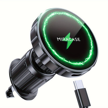 15W Magnetic Wireless Car Charger – Air Vent Mount with N52 Strong Magnet, Fast Charging for iPhone 17 Pro Max / 16 / 15 / 14 / 13 / 12