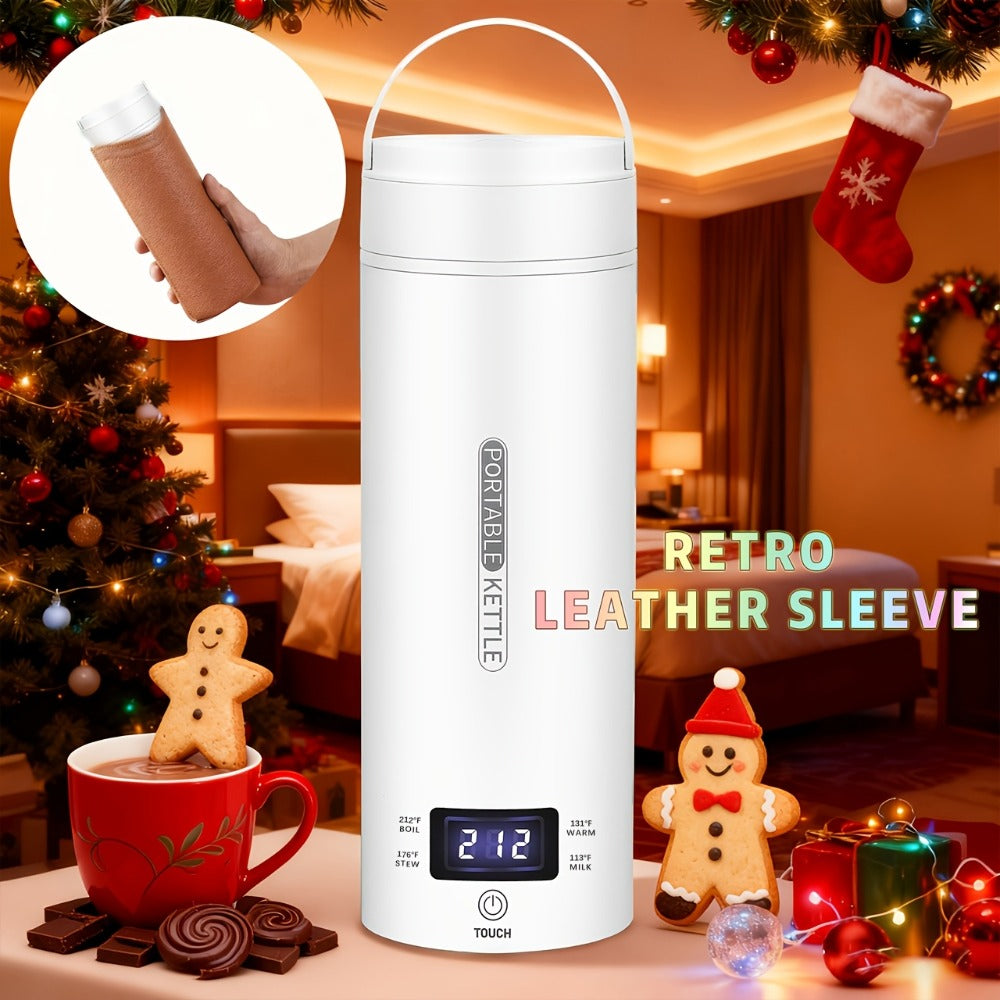 Travel Electric Kettle Mini Portable 304 Stainless Steel 4 Temperature Settings Auto Shut-Off Boil-Dry Protection BPA-Free Water Boiler