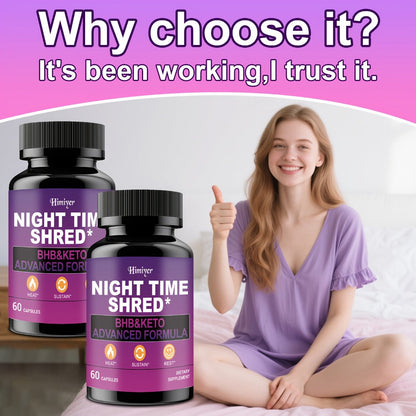 Night Time Fat Burner for Women, Shred Mask Capsules with Caffeine, Goji Berries & Dandelion Root