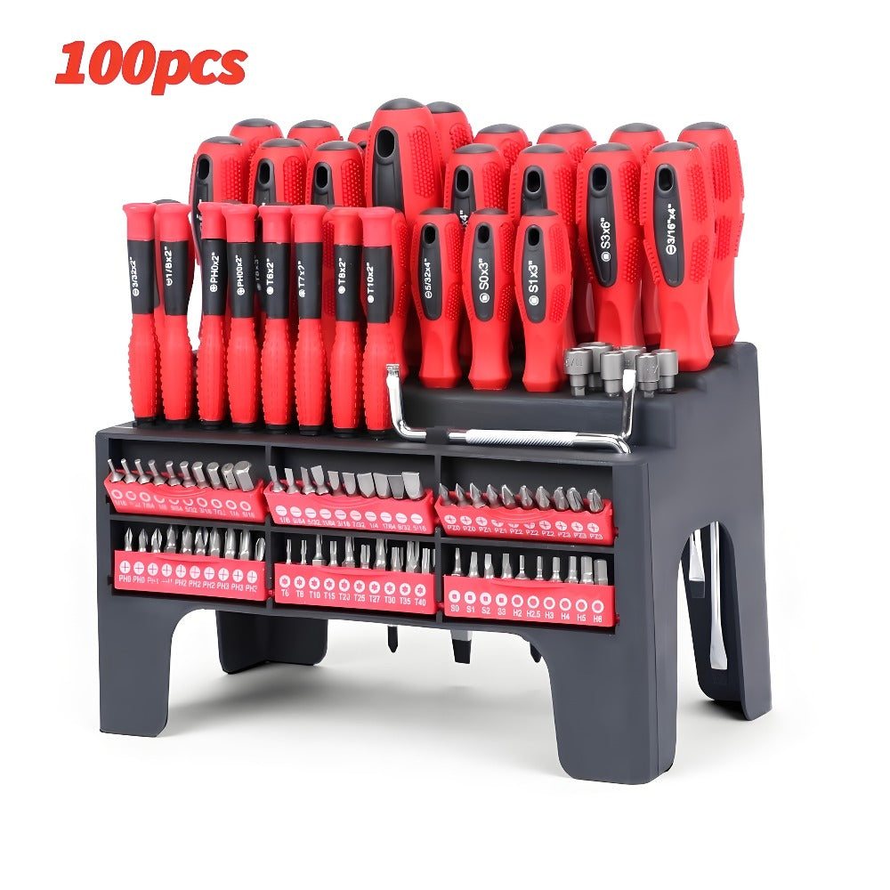 Screwdriver and Bit Organizer Set with 100-, 118- or 126-Piece Color-Coded Rack Configurations