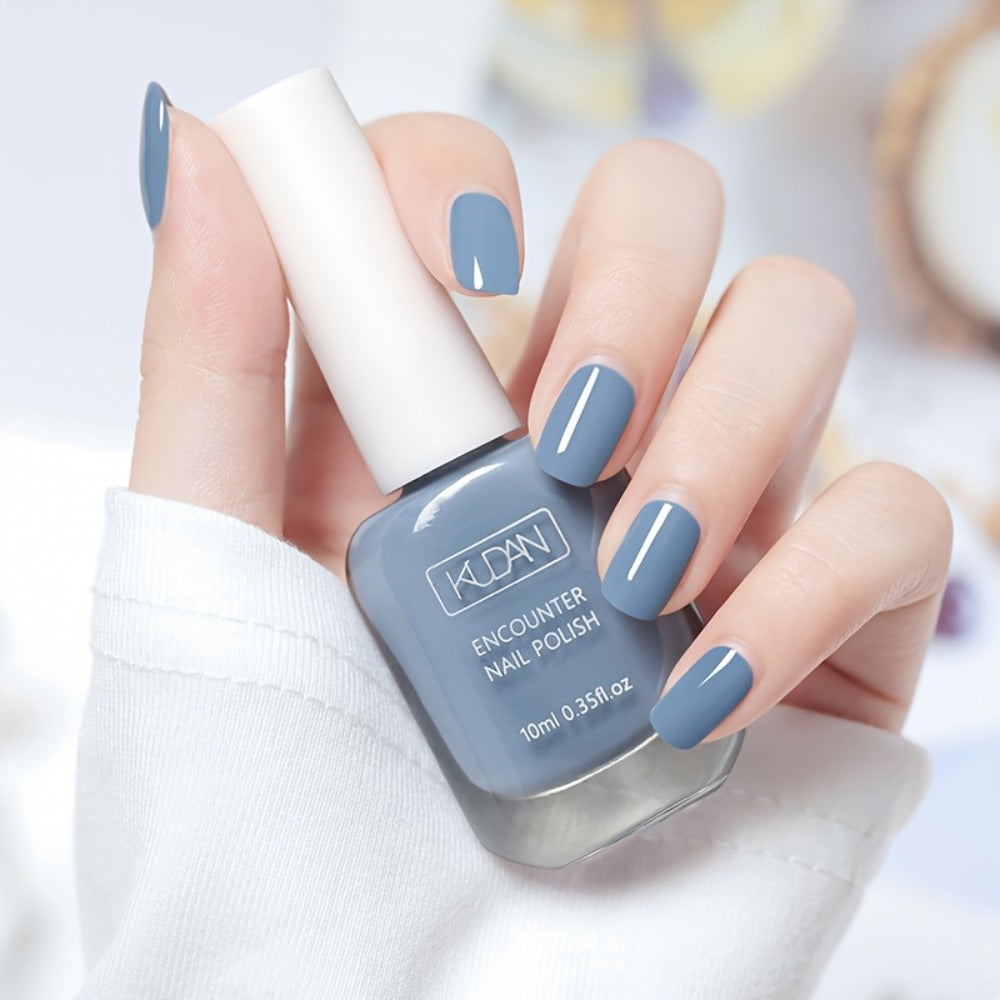 Gel Nail Polish – Grey Blue 0.35oz No Lamp Required Peelable Easy Removal Quick Drying Long-Lasting High Shine DIY Nail Art Salon…