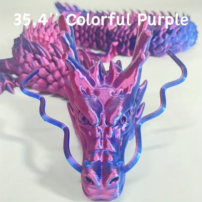 3D Printed Articulated Dragon Figurine 35.4" Giant Poseable Chinese Dragon Collectible Sculpture