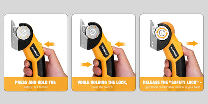 Electric Scissors Cordless 4.2V Rotary Cutter with 2000mAh Battery, 10000 RPM, Safety Lock, LED Light