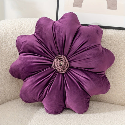 Round Flower Shaped Throw Pillow with Insert 16 Inch Soft Knit Decorative Cushion Machine Washable Zipper for Sofa Bed Car Home Decor 5