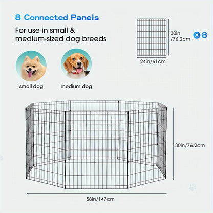 Foldable Metal Wire Dog Playpen & Pet Gate – 24/30/36/42" Indoor Outdoor Fence for Large Medium Small Dogs
