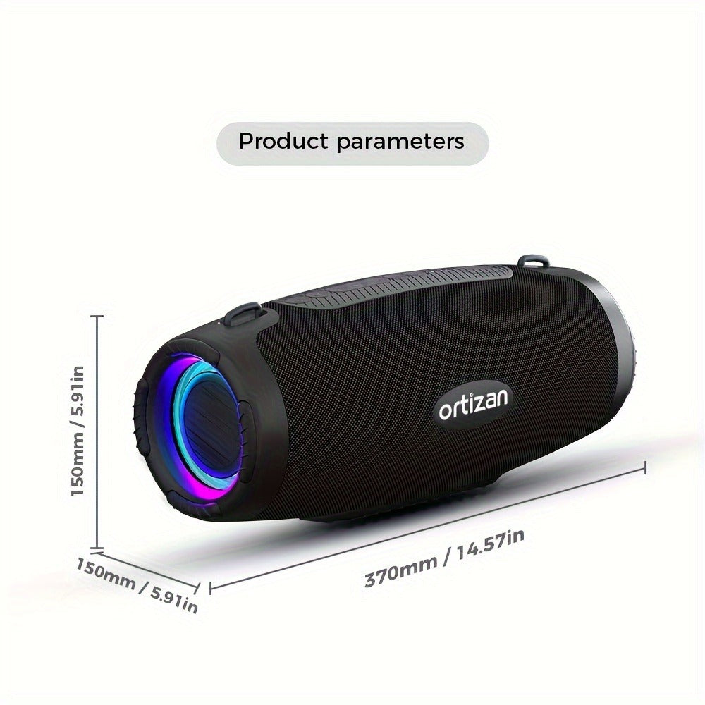 Bluetooth Speaker Ortizan 100W Boombox with 14000mAh Battery, IPX7 Rating, RGB Lights, USB and Carry Strap