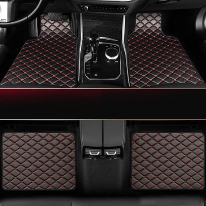 Quilted PU Car Floor Mats, Five-Piece Front and Rear Set in Red, Beige or Brown Color Options