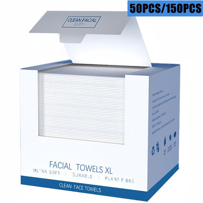 Disposable Facial Towels Ultra-Soft Thick Cleansing Wipes – Unscented Makeup Remover Face Cloths for All Skin Types 10.24x11.81in 50 or 150