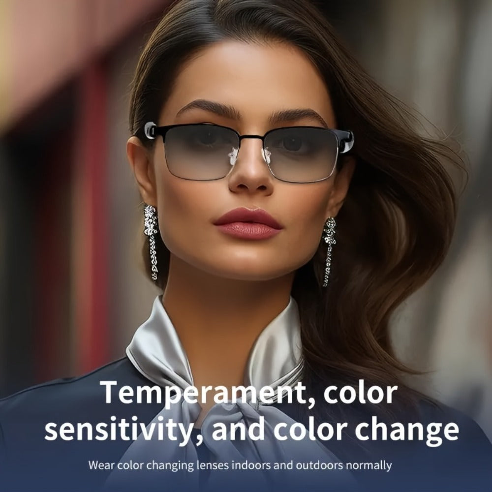 Smart Glasses Photochromic Audio Eyewear with Open-Ear Speaker, Microphone and Metal or Plastic Frames