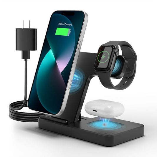 Wireless Charging Station, Foldable 3-in-1 15W MagSafe-Compatible Stand with Adapter-Option Variants for Apple Devices