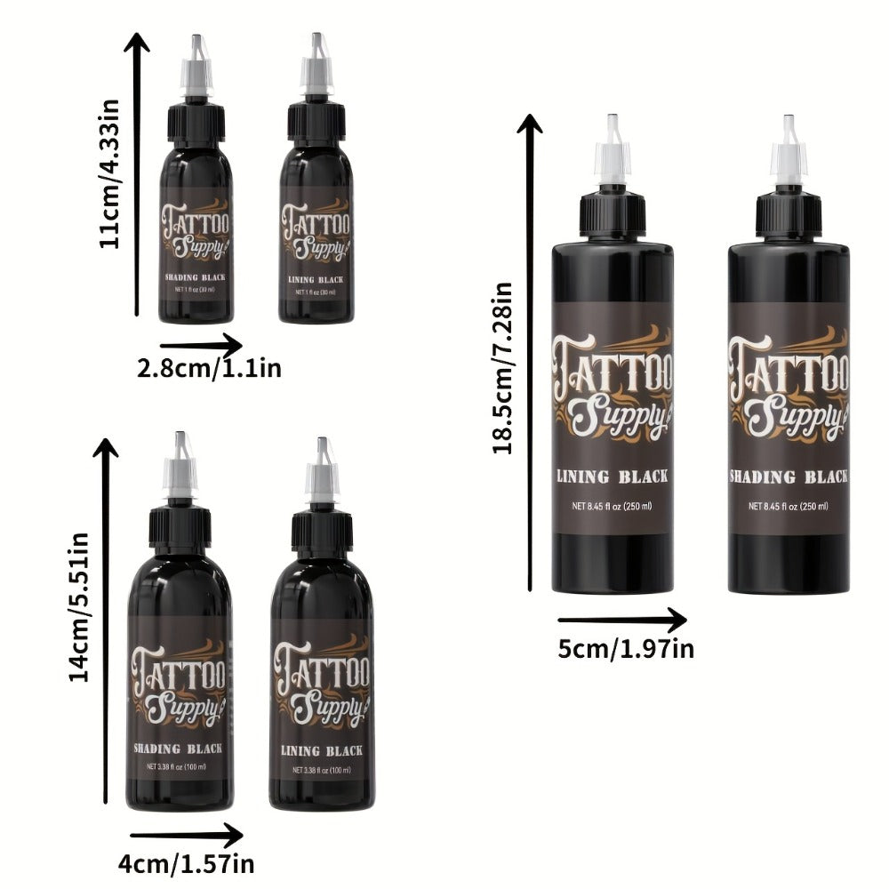 Tattoo Ink Neebol Lining and Shading Black Bottle Options in 100ml or 250ml with Four with Item-Specific Color, Capacity and Bottle Choices