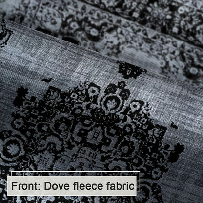 Area Rug Velvet Bohemian Floral Geometric Low-Pile Design in Six Machine-Washable Room Sizes