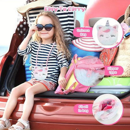 Kids Pretend Makeup Set for Girls Ages 3-12, Princess Cosmetics with Crossbody Coin Purse, Dress Up Role Play Toy