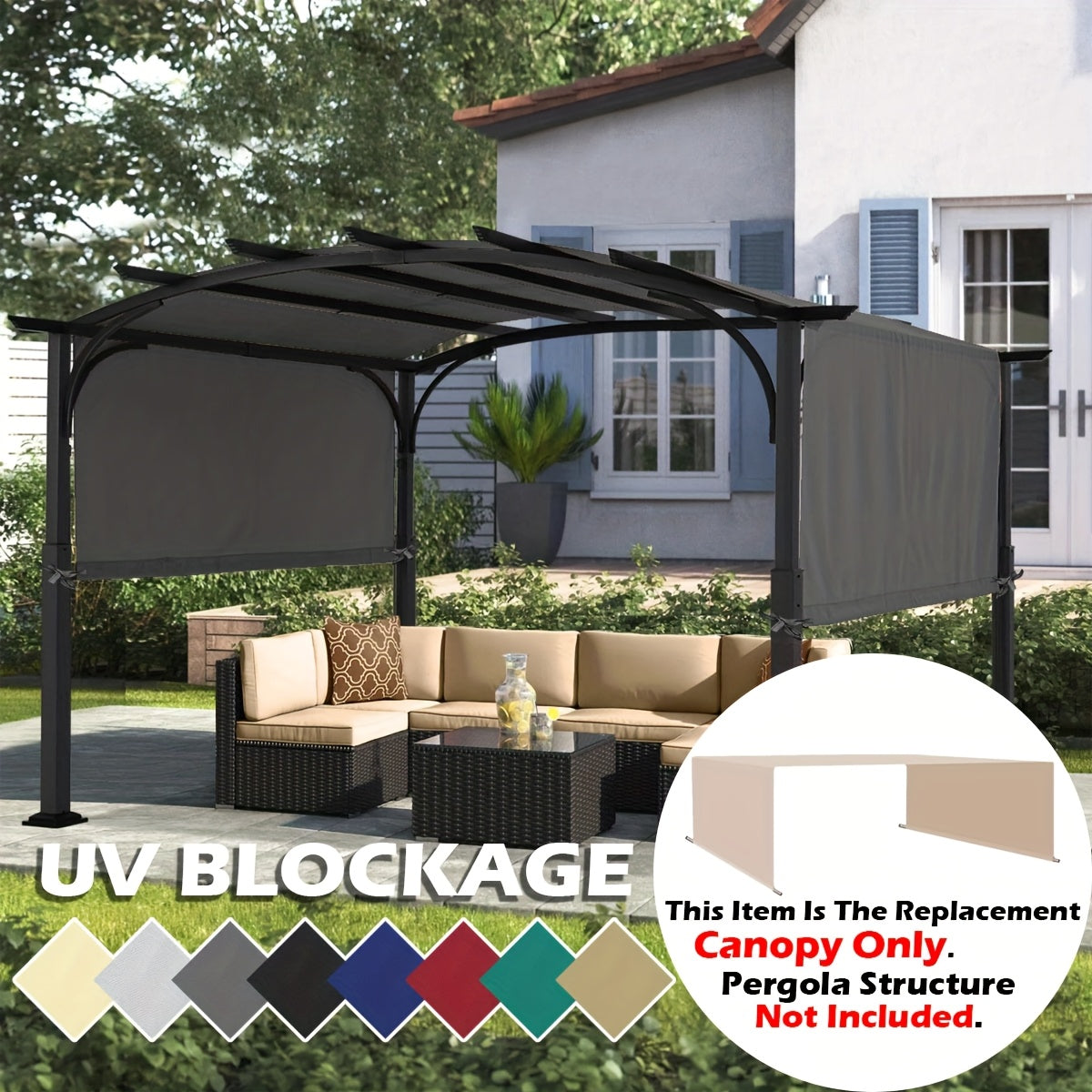 Pergola Canopy, Outdoor Patio Shade Replacement for Garden, Patio and Yard Use, with the Listed Configuration