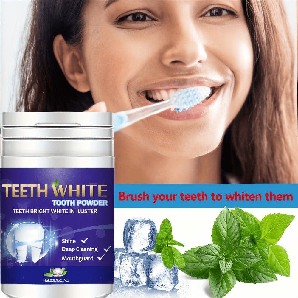 Baking Soda Tooth Powder with Honeysuckle & Mint Extract, Natural Teeth Whitening, Stain Removal & Fresh