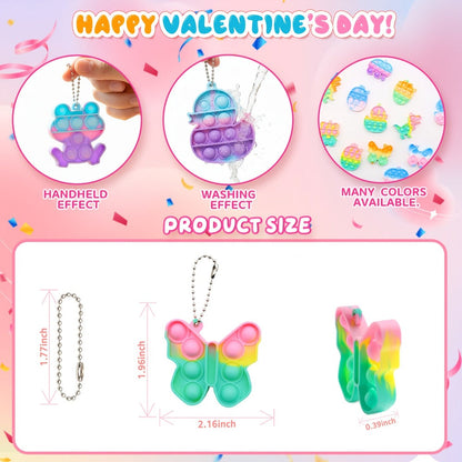 Animal Press Pop Toy Set 32/36pcs, Cute Keychain Fidget Toys for Kids, Party Favors, Classroom Rewards