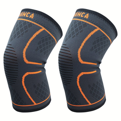 Compression Knee Sleeve 2 Pack for Men Women Breathable Non-Slip Silicone Strip Knee Support High Elasticity Running Exercise High Intensity