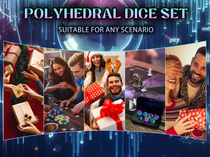 LED Dice Set 7pcs Wireless Rechargeable Light Up, Colorful Glowing Polyhedral Dice with Charging Box