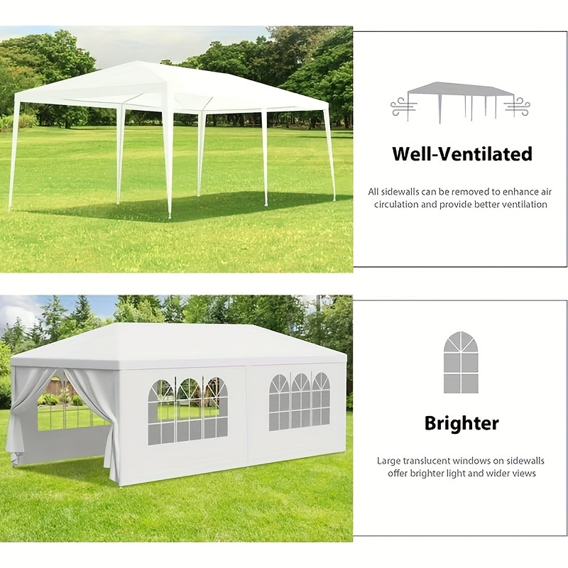Party Tent 10x20 Outdoor Canopy Gazebo 6 Removable Sidewalls Wedding for Garden, Patio and Yard Use