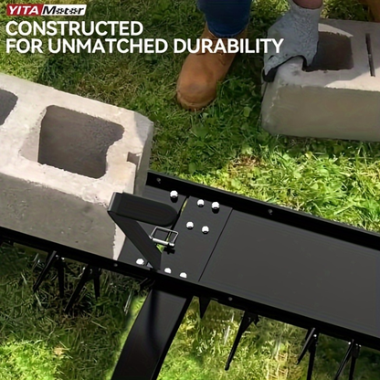 Tow-Behind Plug Aerator 48 Inch - Steel Lawn Aerator with 32 Hollow Tines, Weight Tray & 10-Inch Pneumatic Tires