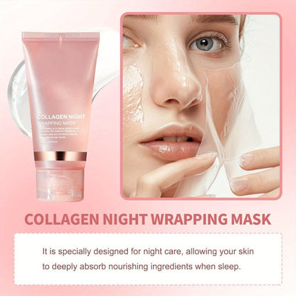 Collagen Night Mask with Brush Overnight Face Mask Sleeping Mask Elasticity Skin Care for All Skin Types