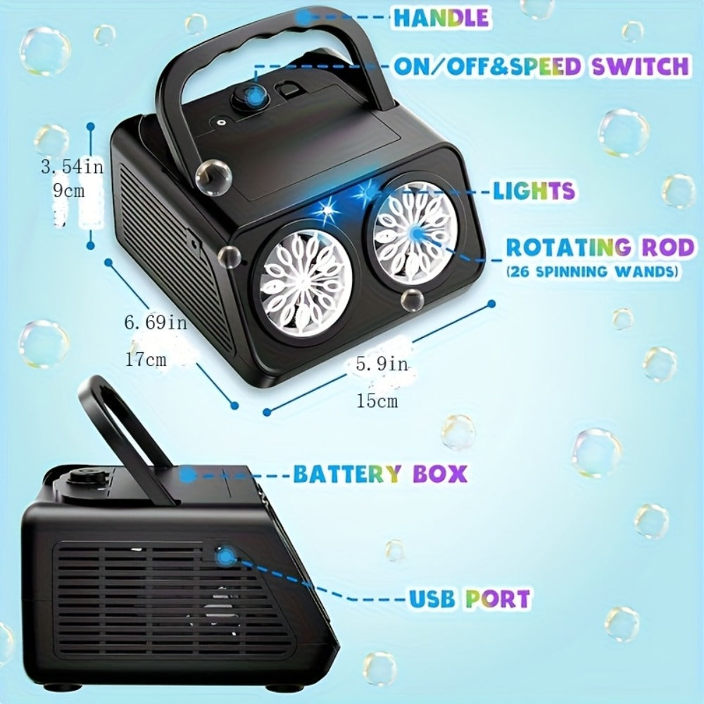 Dual-Wheel Electric Bubble Machine with Black, White, Black Classic or White Classic Color Options