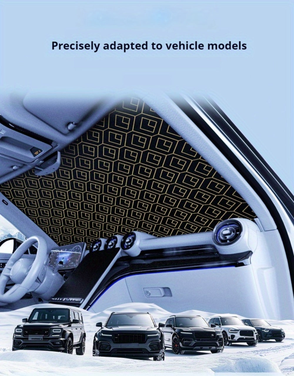 Laser Insulation Windshield Sunshade 5-Layer Thickened Front Window Heat Blocker Diamond Pattern Gold Black Fits All Vehicles Ford F150