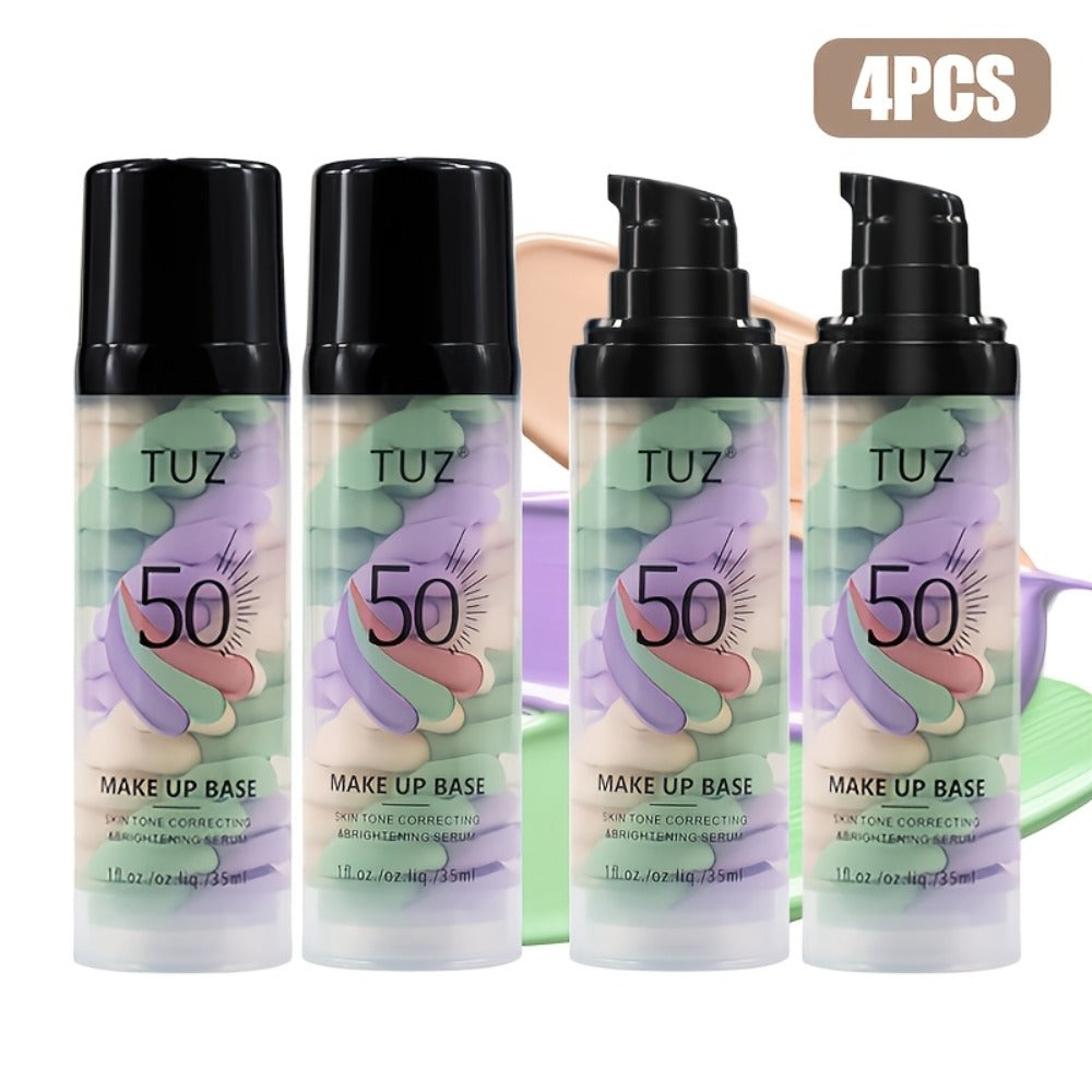 BB Cream Barrier Cream Set 4pcs Tri-Color Light Texture Natural Finish Anti-Smudge Glycerin for Makeup, Travel and Everyday Vanity Use