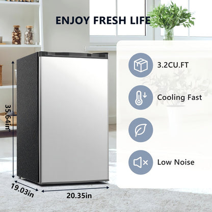 Mini Fridge with Freezer 1.7/3.5 Cu.Ft - Compact Refrigerator with Adjustable Thermostat, Energy Saving