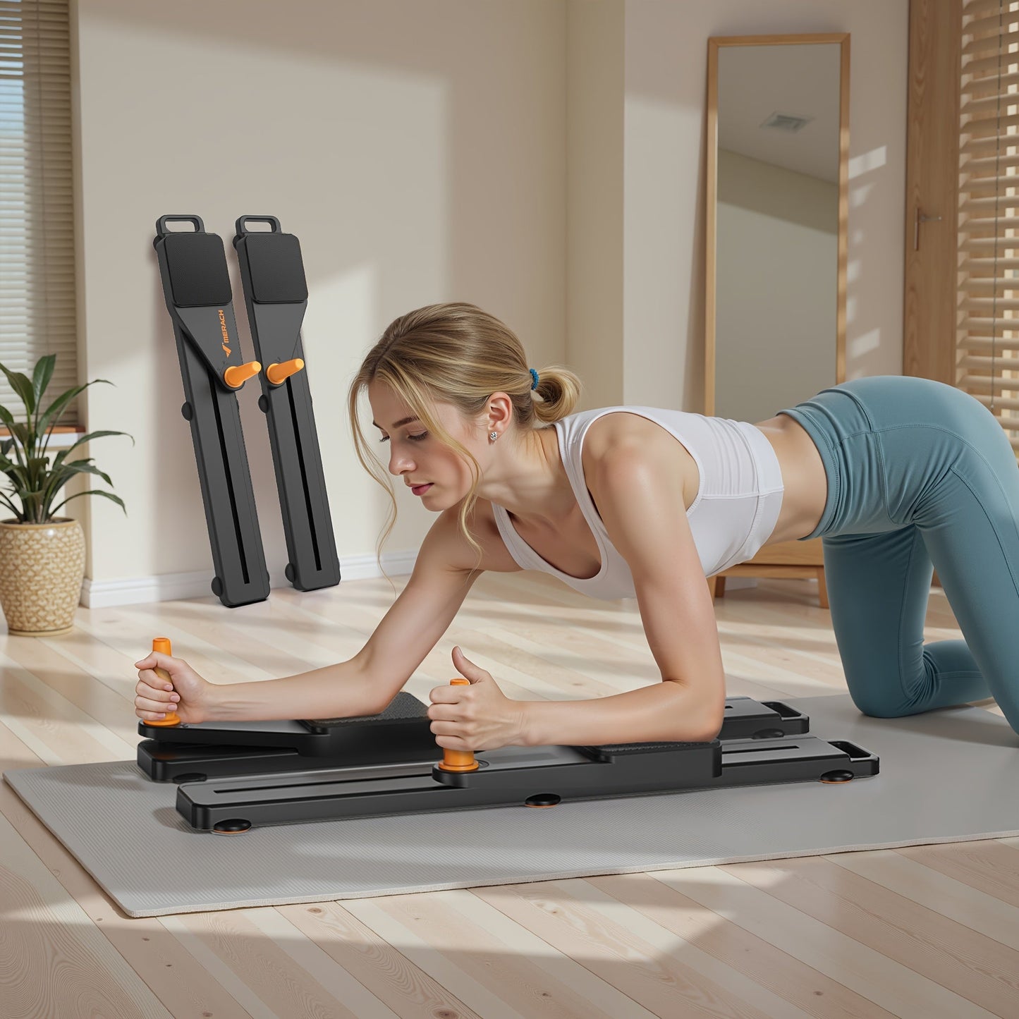 Multifunctional Ab Trainer Pilates Board – Detachable Anti-Slip Quiet Design, Portable Pilates Reformer for Core Workouts & Home Fitness