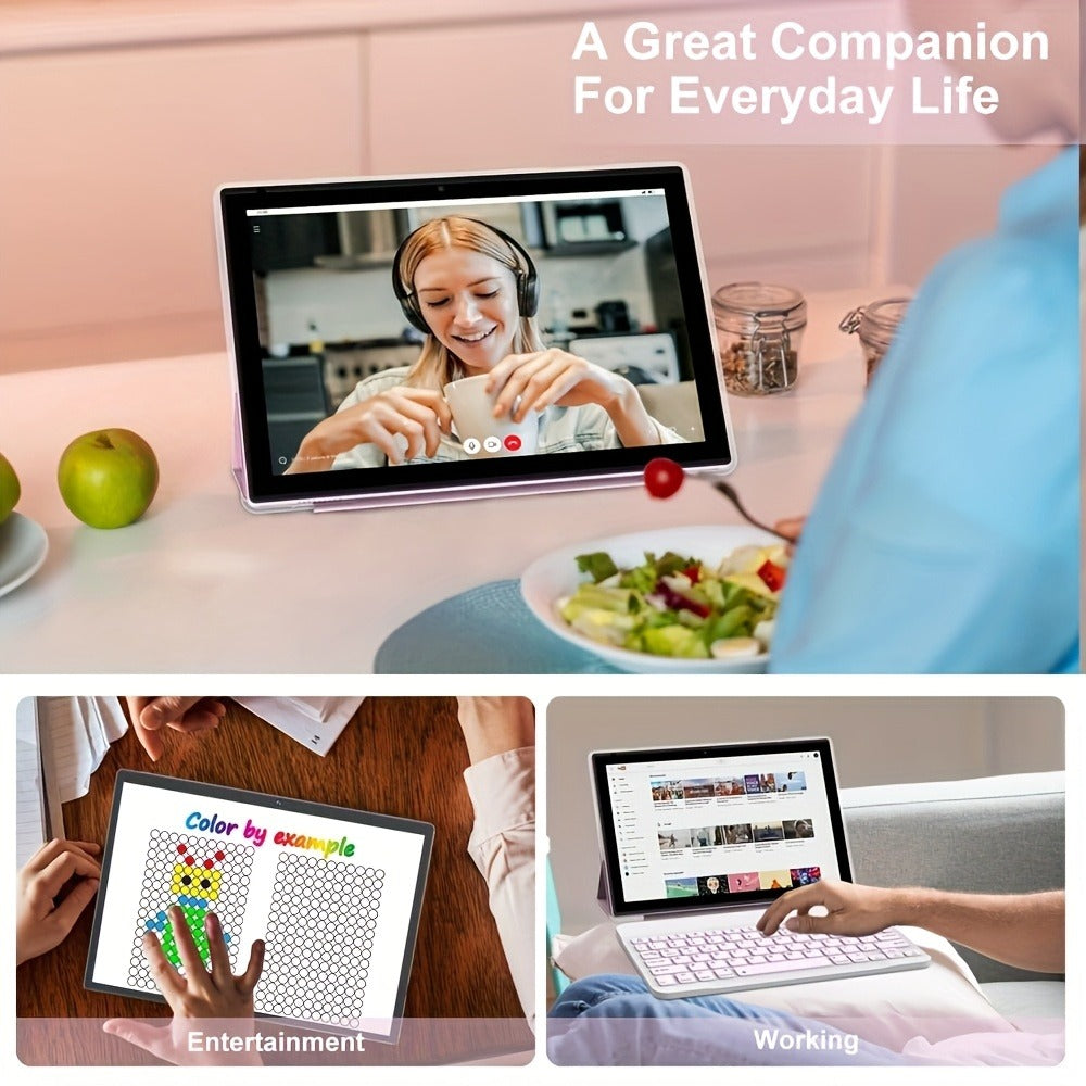 CRELANDER Android Tablet 10.1 Inch 2-in-1 with Keyboard & Mouse, 6GB RAM 128GB ROM, HD IPS Display