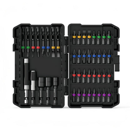 Impact Screwdriver Bit Set 45-Piece – Heavy-Duty Torx, Phillips, Flat & Square Bits with Storage Box, Compatible with Impact Drivers