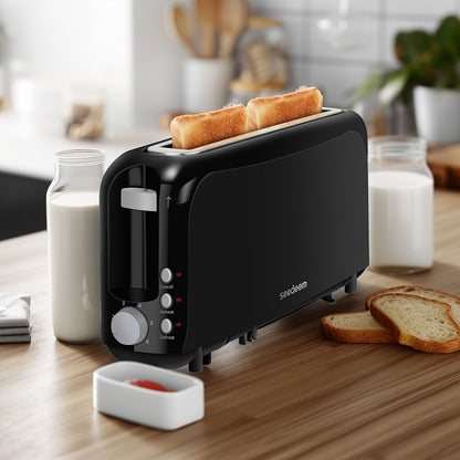 2 Slice Slim Toaster with 6 Shade Settings, Cancel Reheat Defrost Functions, Removable Crumb Tray – Compact 750W Bread Toaster for Kitchen