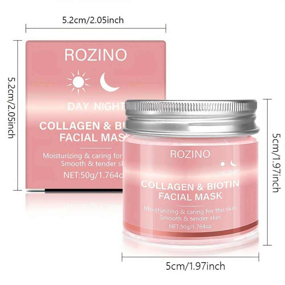 Face Mask Cream 50g Biotin Collagen Day & Night for Plump Smooth Younger-Looking Skin, Skincare Gift for Women