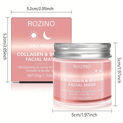 Face Mask Cream 50g Biotin Collagen Day & Night for Plump Smooth Younger-Looking Skin, Skincare Gift for Women