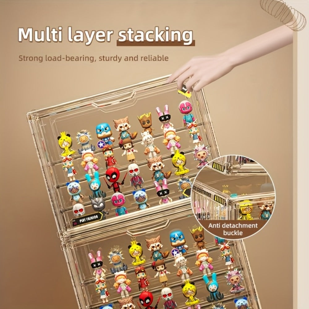 4-Tier Acrylic Figure Display Case with Magnetic Design – Clear Collector Showcase Box for Action Figures Dolls Funko Pop Anime Desktop