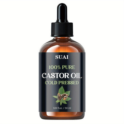 Castor Oil 100% Pure Cold Pressed 1.69oz – Hypoallergenic Multi-Use Oil for Hair Growth Eyebrow Eyelash Thickening Skin Moisturizing Nail