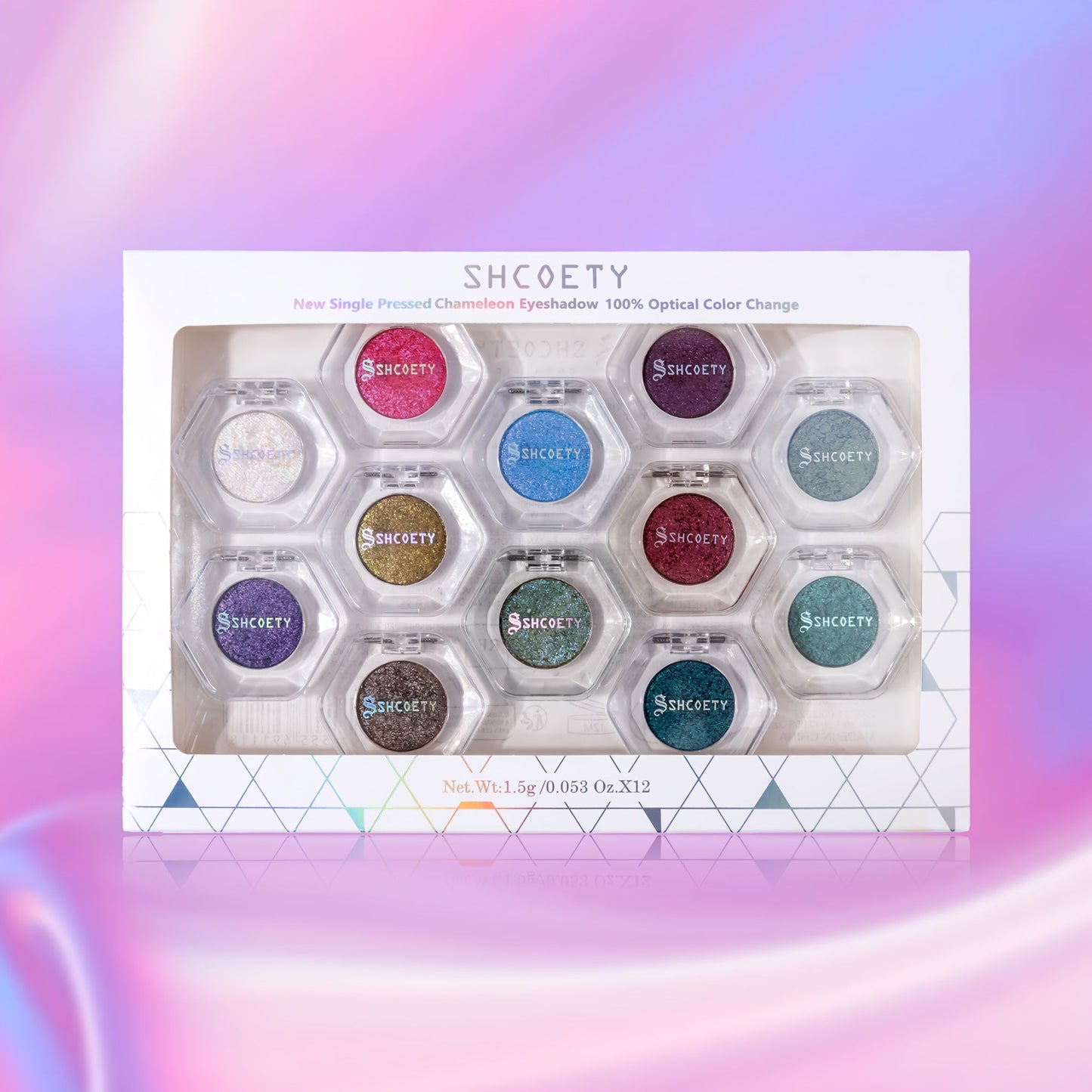 Chameleon Color-Shifting Eyeshadow Palette 12 Shades, Pearlescent Pigments Matte & Shimmer Blendable Eye Makeup Kit for Women
