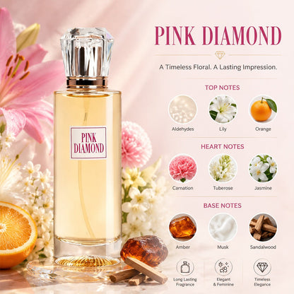 Pink Diamond Eau de Parfum Spray, 3.4 fl oz Bottle with Aldehyde, Lily and Orange Scent Notes