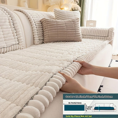 Sofa Cushion Cover Plush Velvet Washable Seat Pad Wavy Edge Soft Kapok Filling for Couch Loveseat 1 2 3 4 Seater