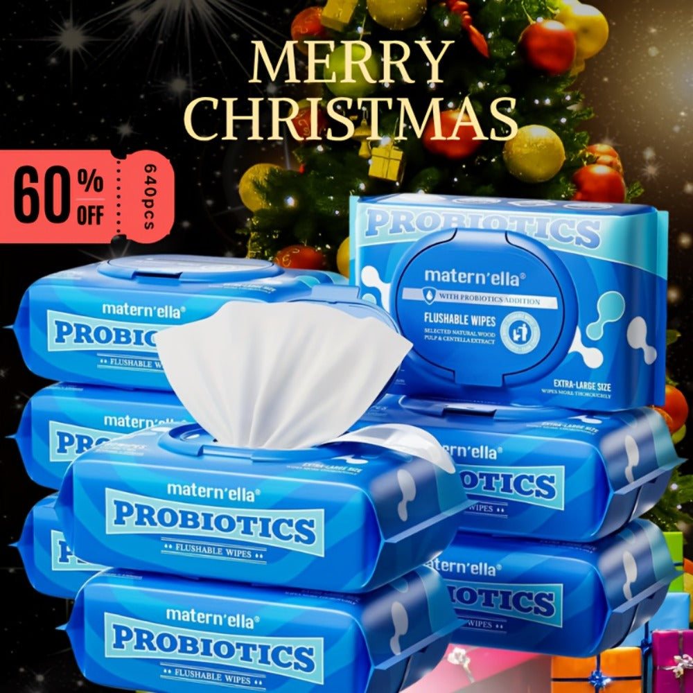 Flushable Wet Wipes for Adults with Probiotics, Plant-Based Fibers, Fragrance Free, Sewer Safe, & Thick Disposable Butt Wipes