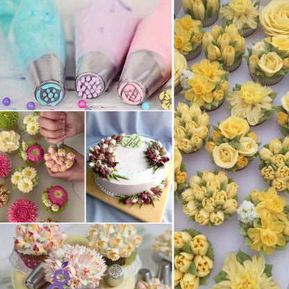386 Pcs Cake Decorating Baking Set with Piping Nozzles & Frosting Tips, Complete Beginner Baking Tool Kit with Floral Nozzles