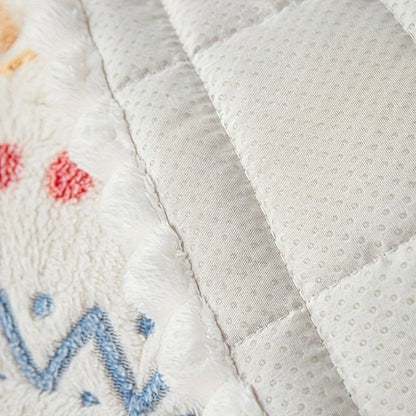 Sofa Cover Thick Milk Fleece Floral Quilted Panels with Ruffled Edge for 2, 3 or 4-Seater Sofas