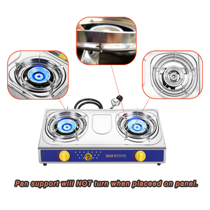 Propane Camping Stove Single & Double Burner, Stainless Steel Gas Cooker with Auto Ignition for Outdoor Cooking