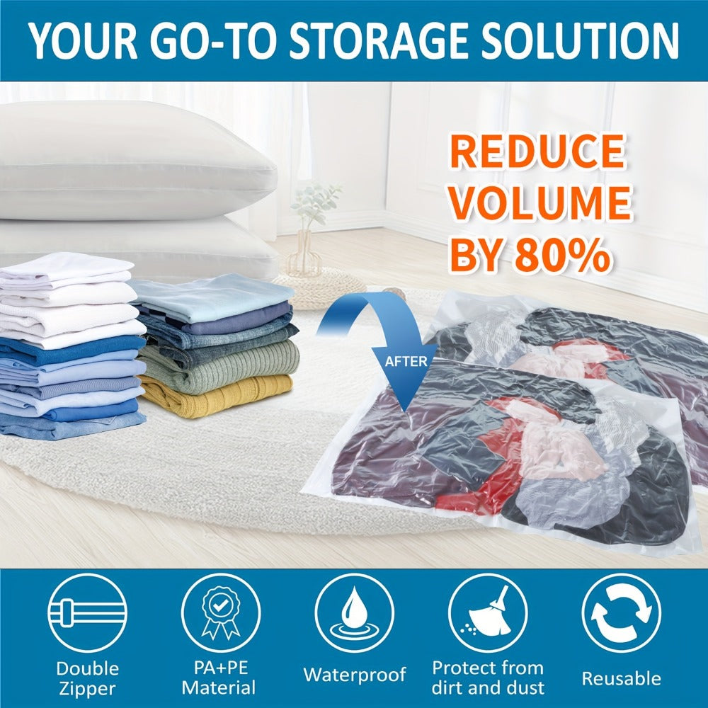 Clear Vacuum Storage Bag Set with Blue Valves and 4-, 8-, 10-, 12-, 20- or 30-Piece Checkout Options