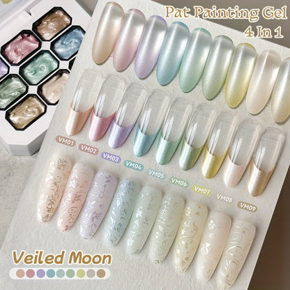 Gel Nail Polish 4-in-1 Nine-Color Palette for Ombre, Stamping, Painting and Powder Nail Art