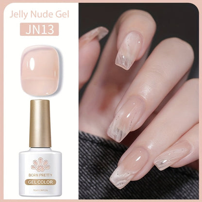 Gel Nail Polish in 10ml Translucent Jelly with 6 Milky, Snow-Glitter and Nude Shade Options