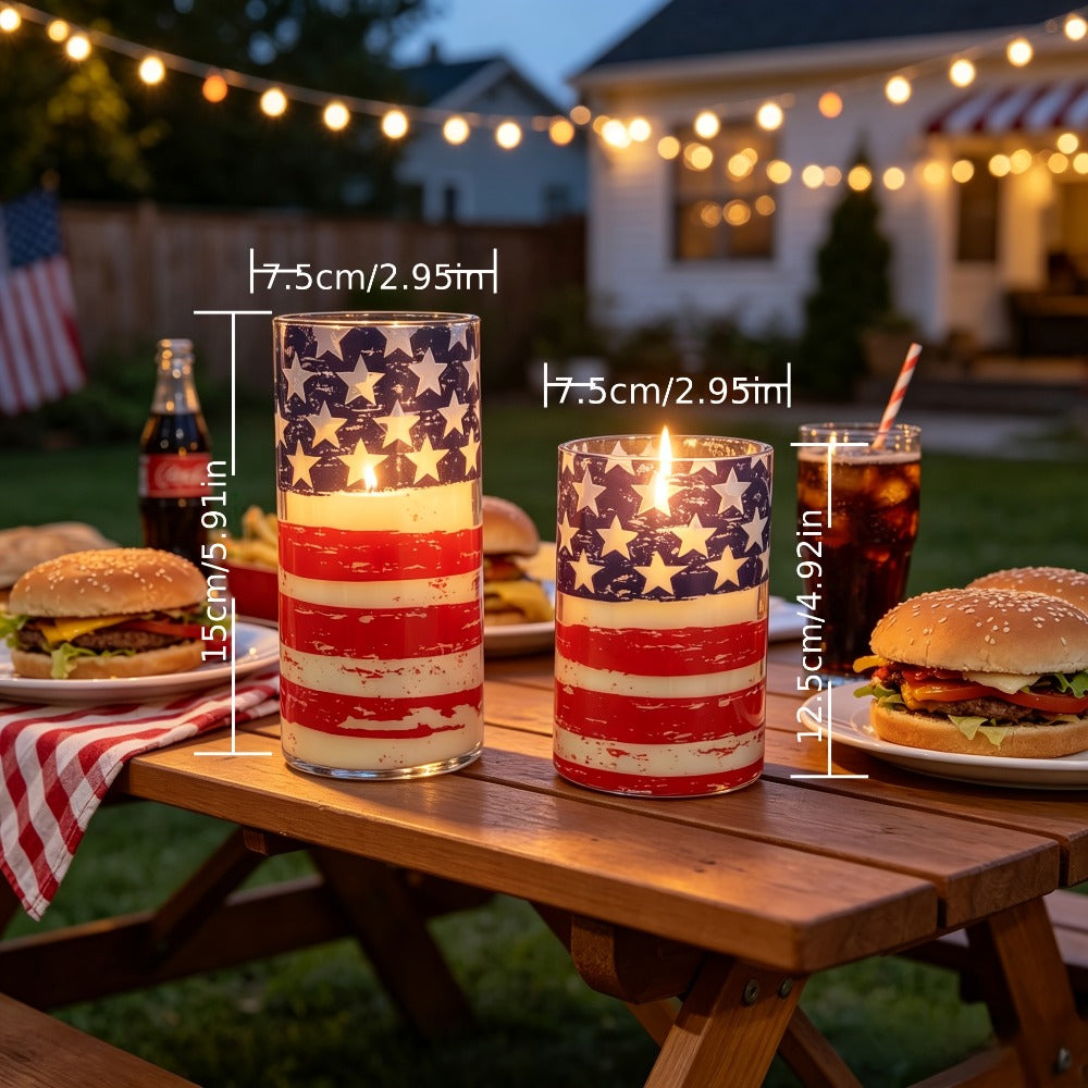 Flameless LED Candles with Remote Control, Flickering Flame Effect, Independence Day Patriotic Home Decor